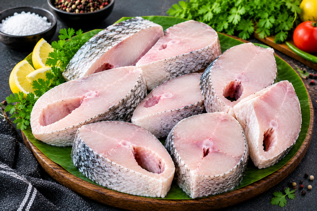 Sea Bass/Bhetki Curry Cut - Without Head (1 kg)